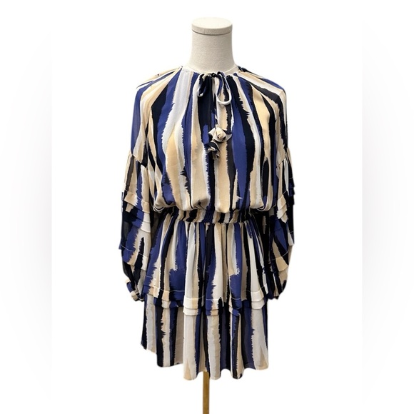 MISA LOS ANGELES Karlina Striped Dress Blue Tan White Women Size Small $410 MSRP - Picture 4 of 7